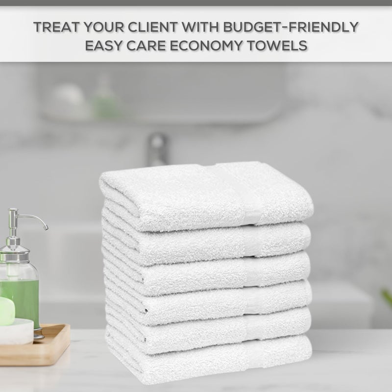 GOLD TEXTILES 12 White Economy Bath Towels Bulk (24x48 Inch) Cotton Blend for Softness-Commercial Grade Easy Care - Image 3